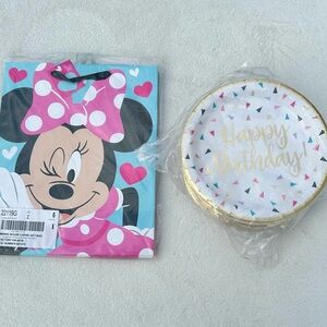 New Disney Happy, Minnie Mouse Gift Bags Happy Birthday Plates